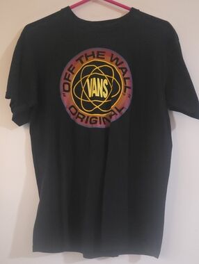 Vans Black Short-Sleeve Graphic Logo Tee with Sunset Ring